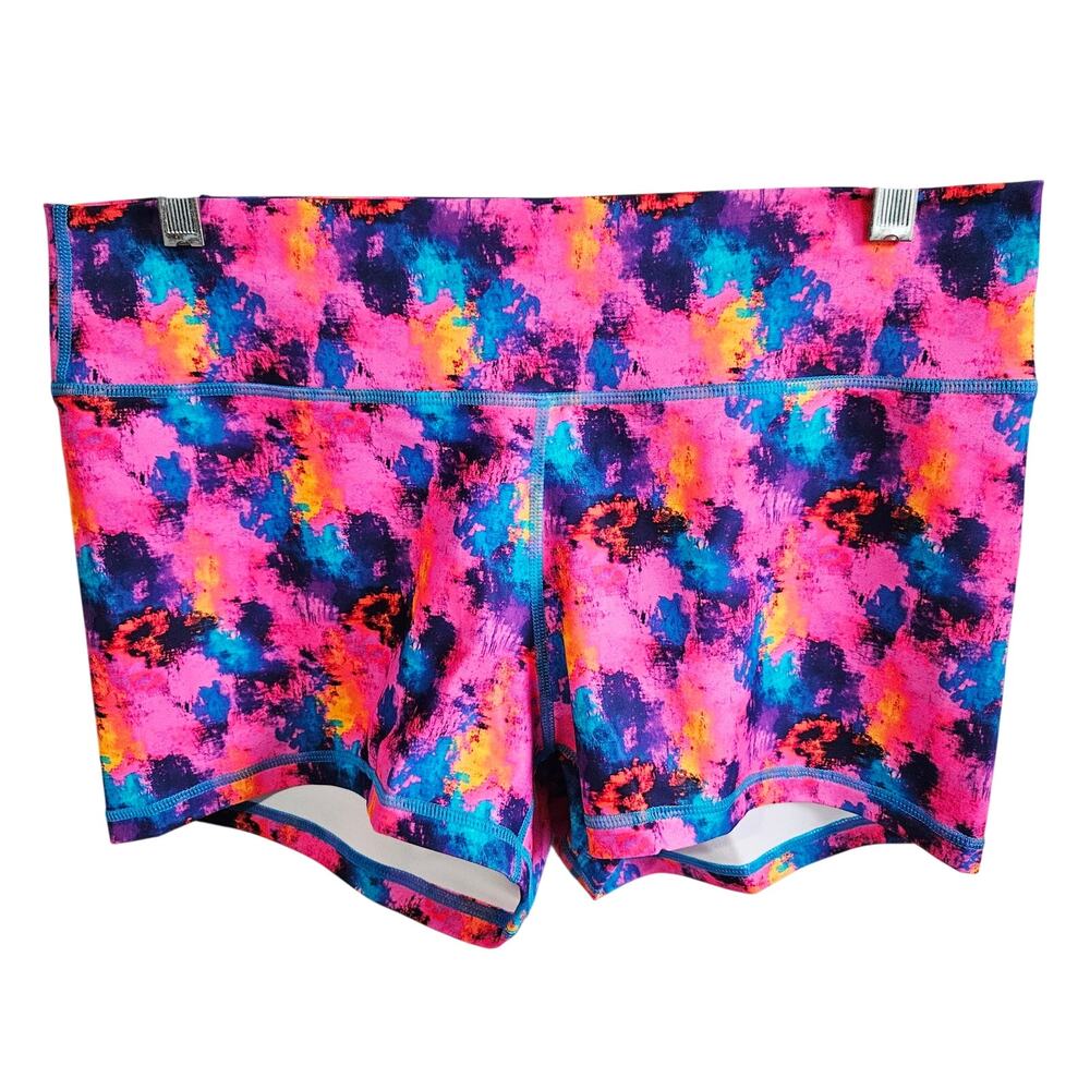 Peachy Athletic Size XL Serenity Squat Proof Shorts Pink Firework Tiedye Gym NWT